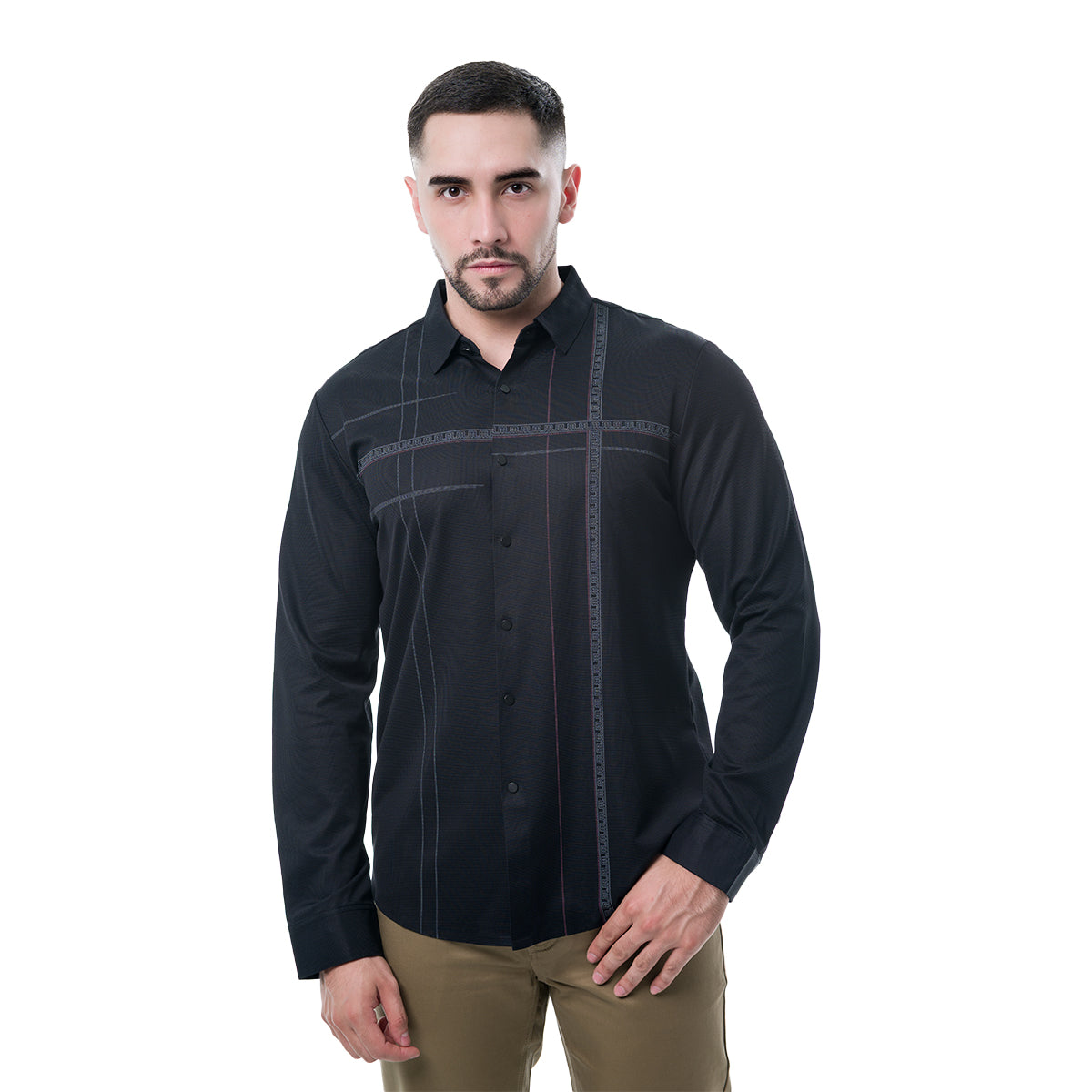 CAMISA MANGA LARGA BLACK MODERNO MJLSL201BLACK