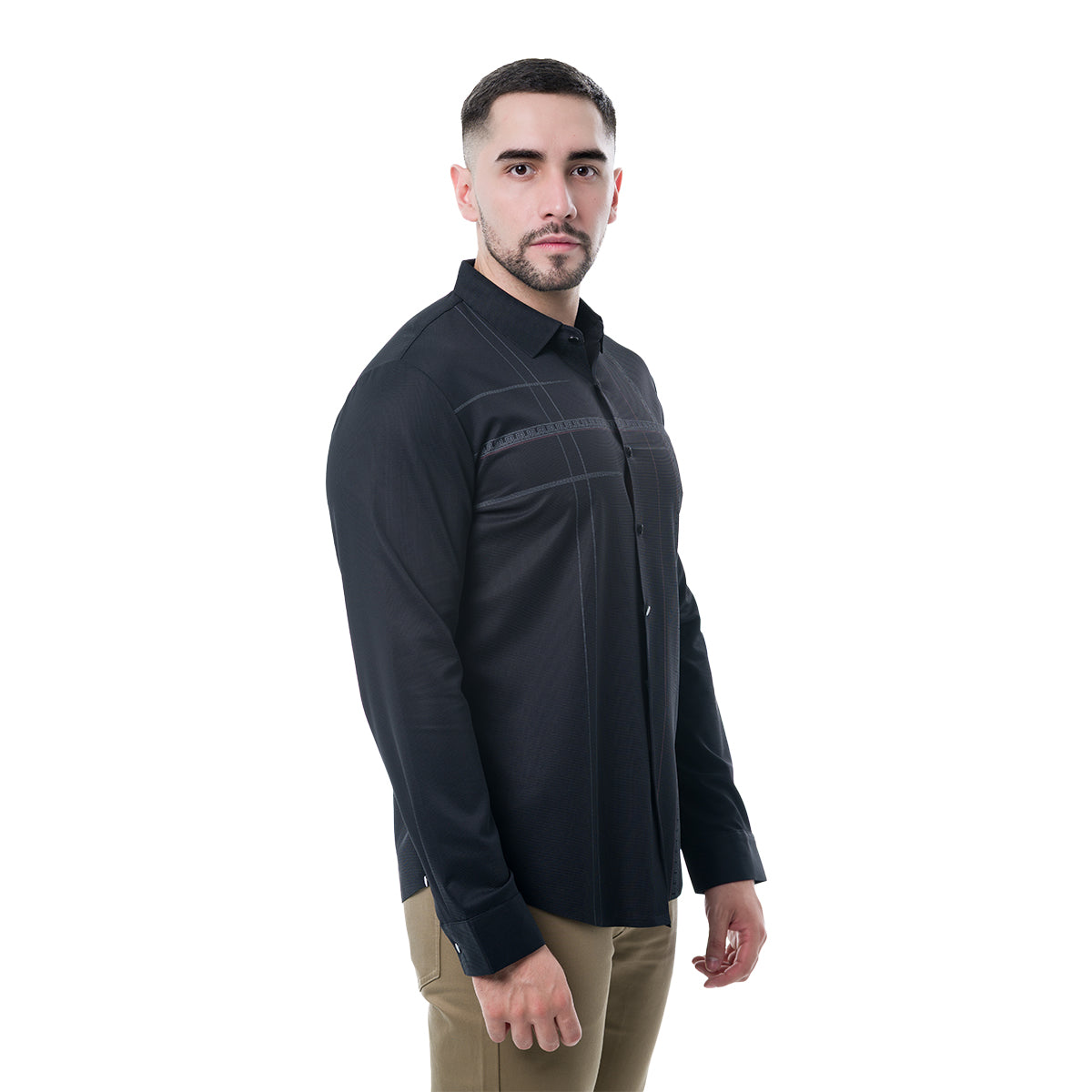 CAMISA MANGA LARGA BLACK MODERNO MJLSL201BLACK