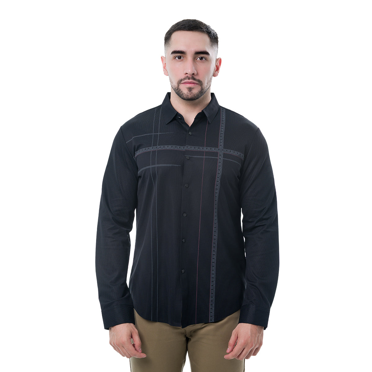 CAMISA MANGA LARGA BLACK MODERNO MJLSL201BLACK