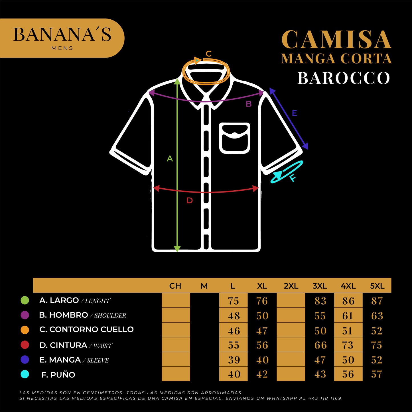 CAMISA MANGA CORTA BAROCCO BLACK B304BLACK